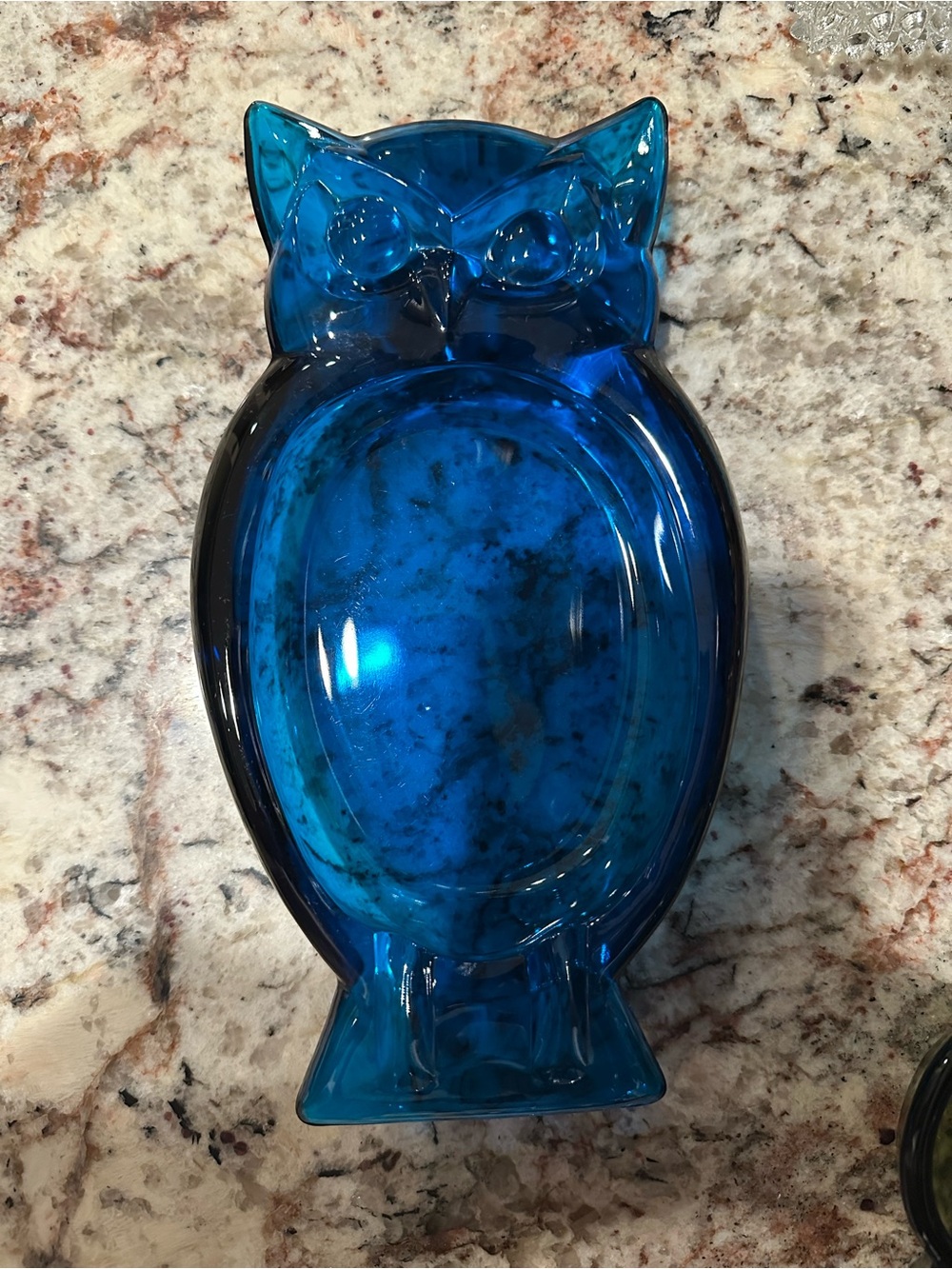 Cobalt Blue Viking Glass Owl Ashtry